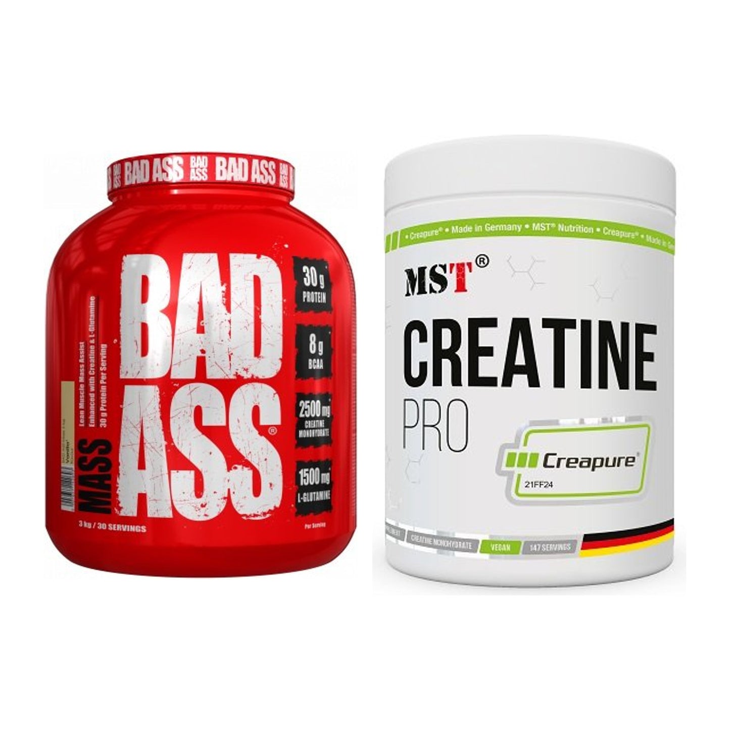 Masseaufbau-Set: BAD ASS MASS + MST Creatin Pro CREAPURE – alle enthaltenen Artikel