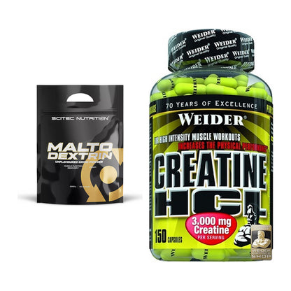 Masseaufbau-Set: Scitec Maltodextrin 2000g Beutel + Weider Creatin HCL – alle enthaltenen Artikel