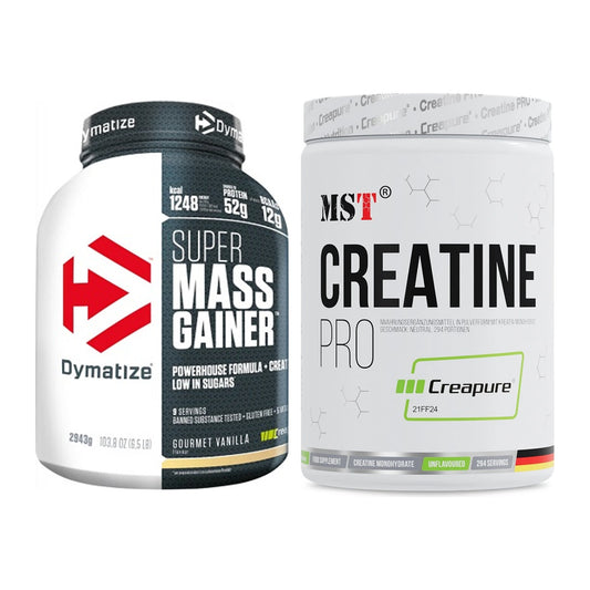Masseaufbau-Set: Dymatize Super Mass Gainer + MST Creatin Pro CREAPURE – alle enthaltenen Artikel