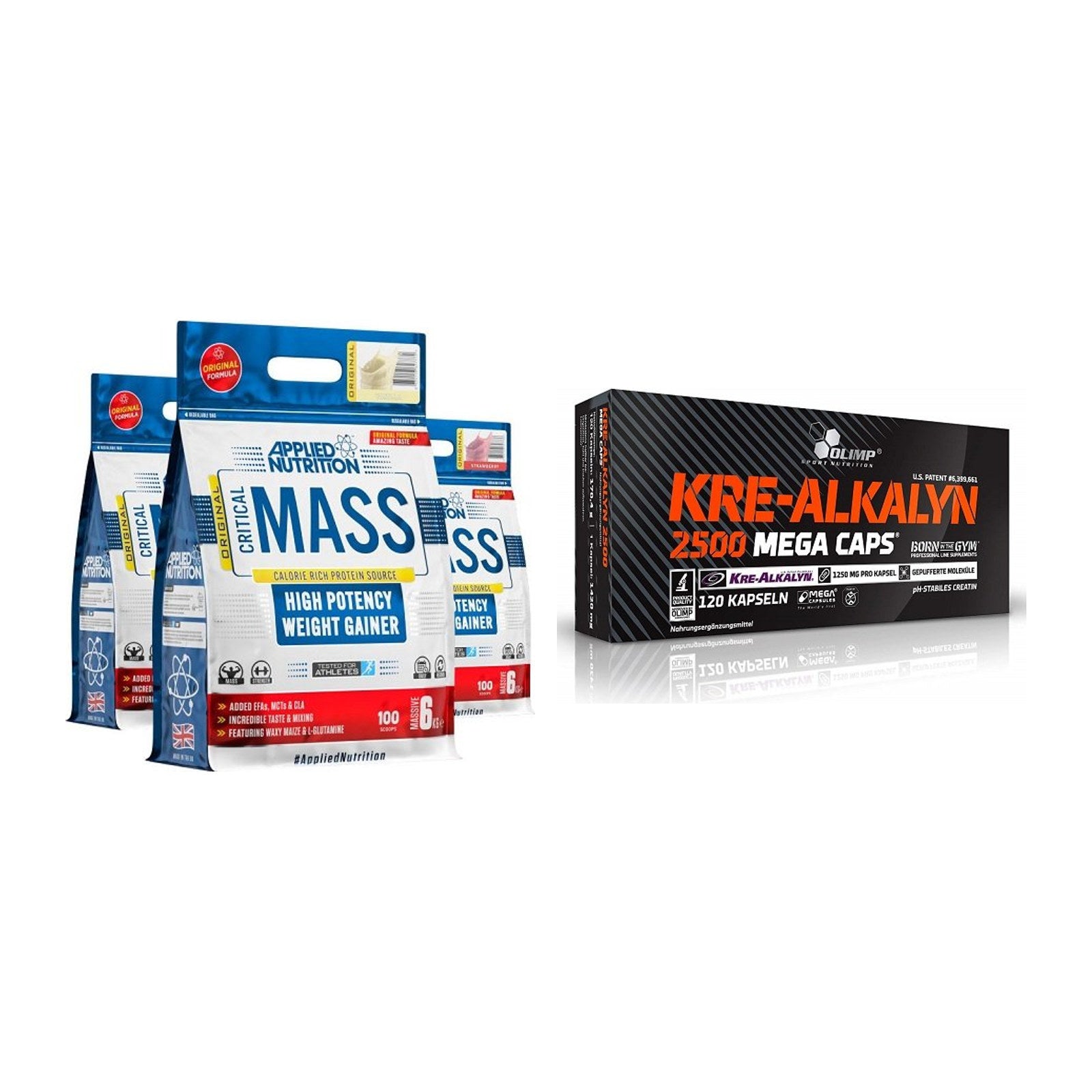 Masseaufbau-Set: Applied Nutrition + Olimp Kre Alkalyn 2500 – alle enthaltenen Artikel