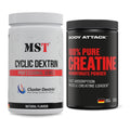 Masseaufbau-Set: MST Cluster Dextrin + Body Attack 100% Pure Creatine – alle enthaltenen Artikel
