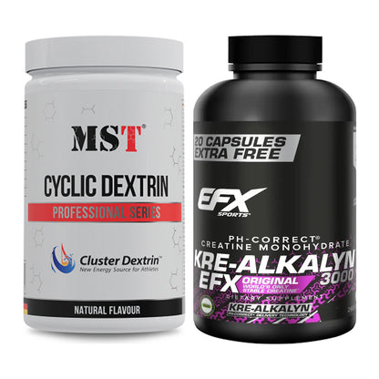 Masseaufbau-Set: MST Cluster Dextrin + EFX Kre-Alkalyn 3000 – alle enthaltenen Artikel