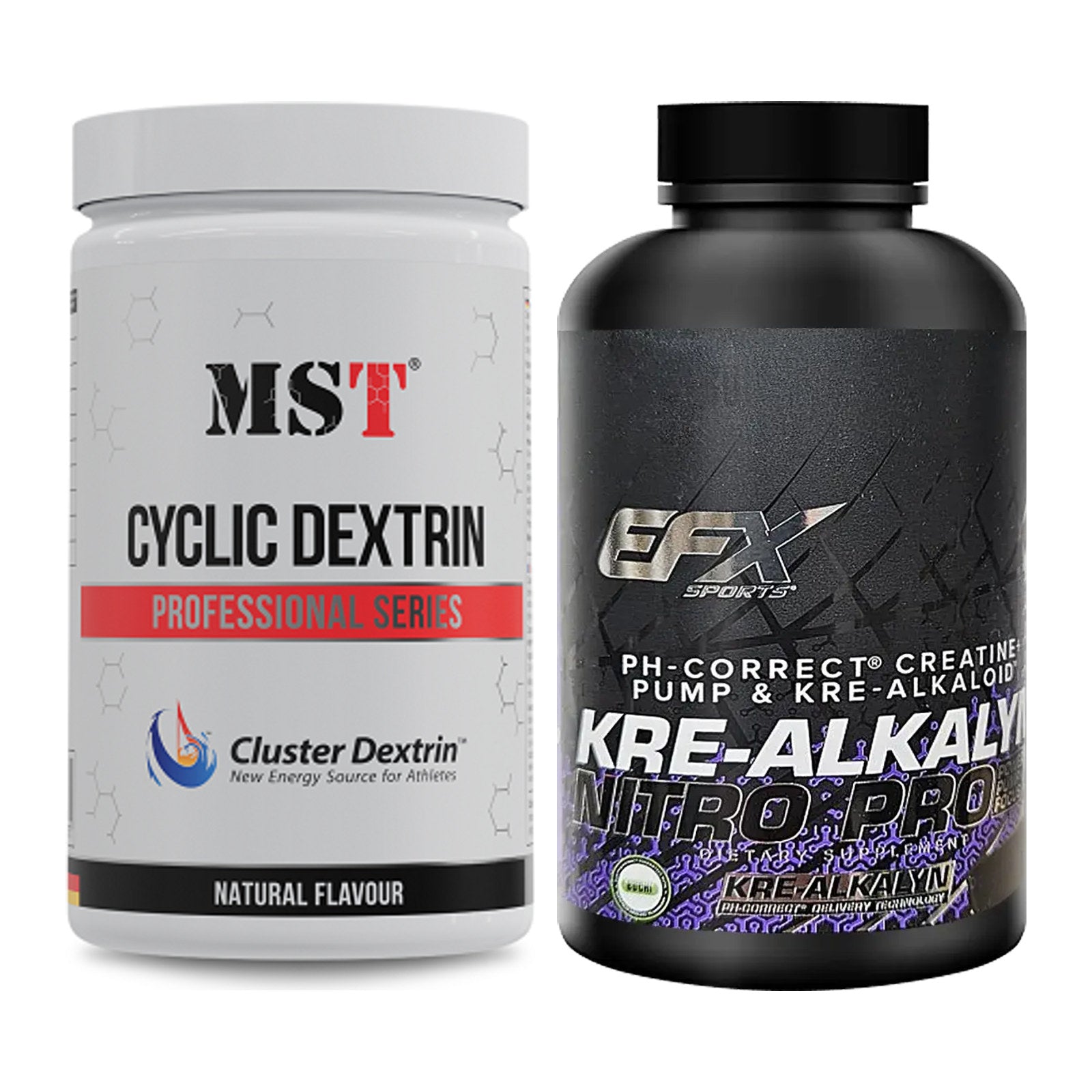 Masseaufbau-Set: MST Cluster Dextrin + EFX Kre-Alkalyn PRO 120 – alle enthaltenen Artikel