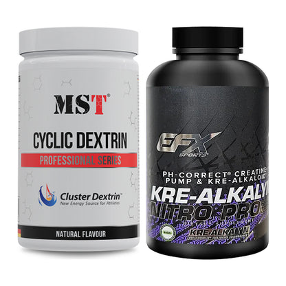 Masseaufbau-Set: MST Cluster Dextrin + EFX Kre-Alkalyn PRO 120 – alle enthaltenen Artikel