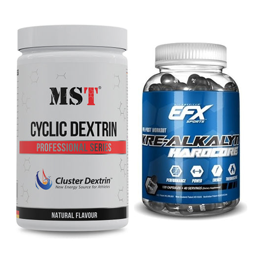 Masseaufbau-Set: MST Cluster Dextrin + EFX Kre-Alkalyn Hardcore – alle enthaltenen Artikel