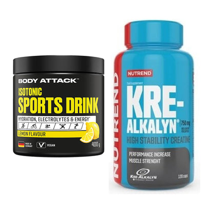 Masseaufbau-Set: Body Attack Isotonic + Nutrend Kre-Alkalyn – alle enthaltenen Artikel