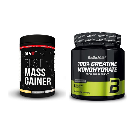 Masseaufbau-Set: MST Best Mass Gainer + BioTech Creatine Monohydrate – alle enthaltenen Artikel