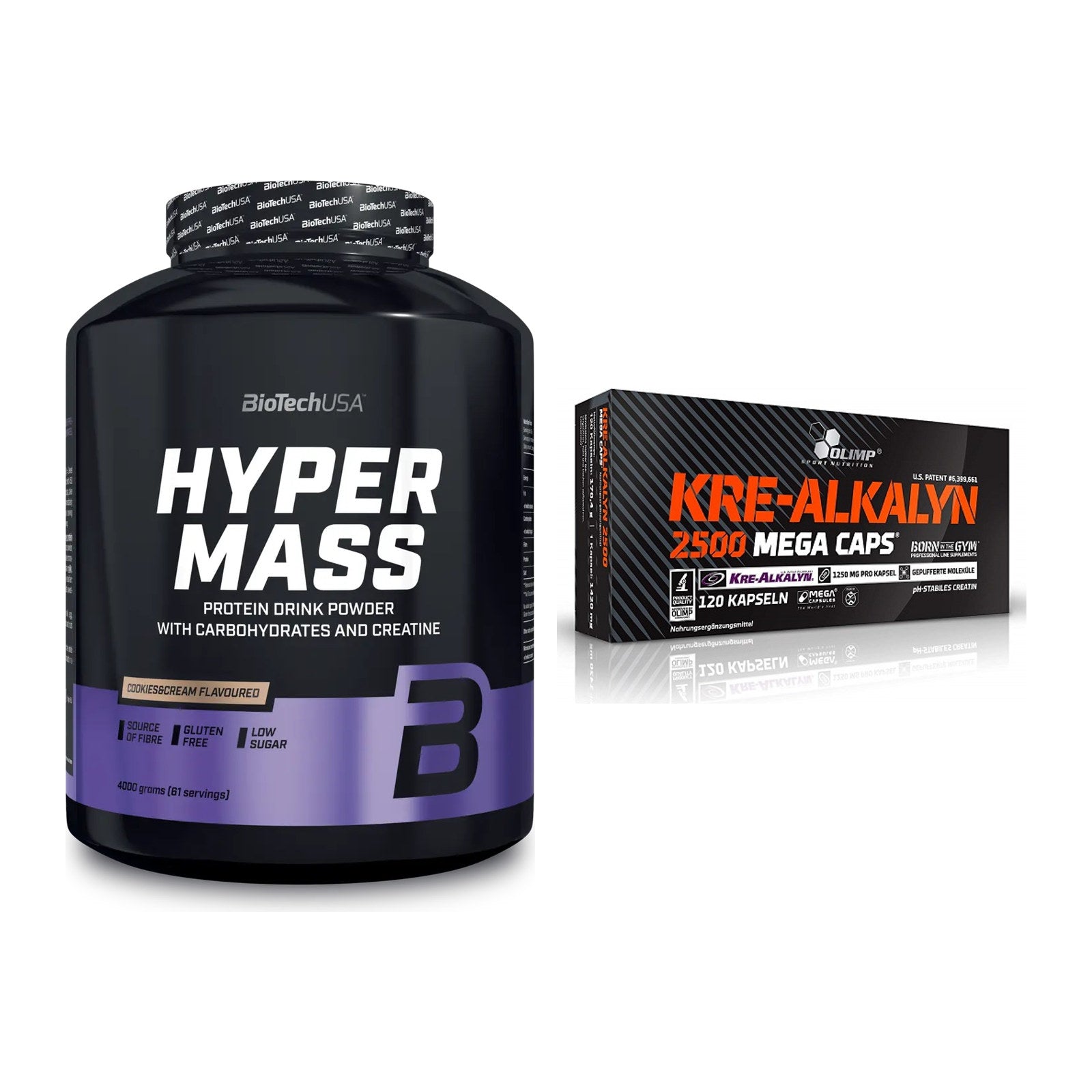 Masseaufbau-Set: BioTech Hyper Mass + Olimp Kre Alkalyn 2500 – alle enthaltenen Artikel