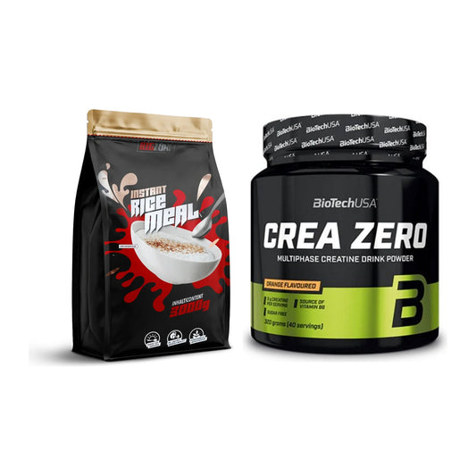 Masseaufbau-Set: Big Zone Rice Meal 3000g Beutel + BioTech Crea Zero – alle enthaltenen Artikel
