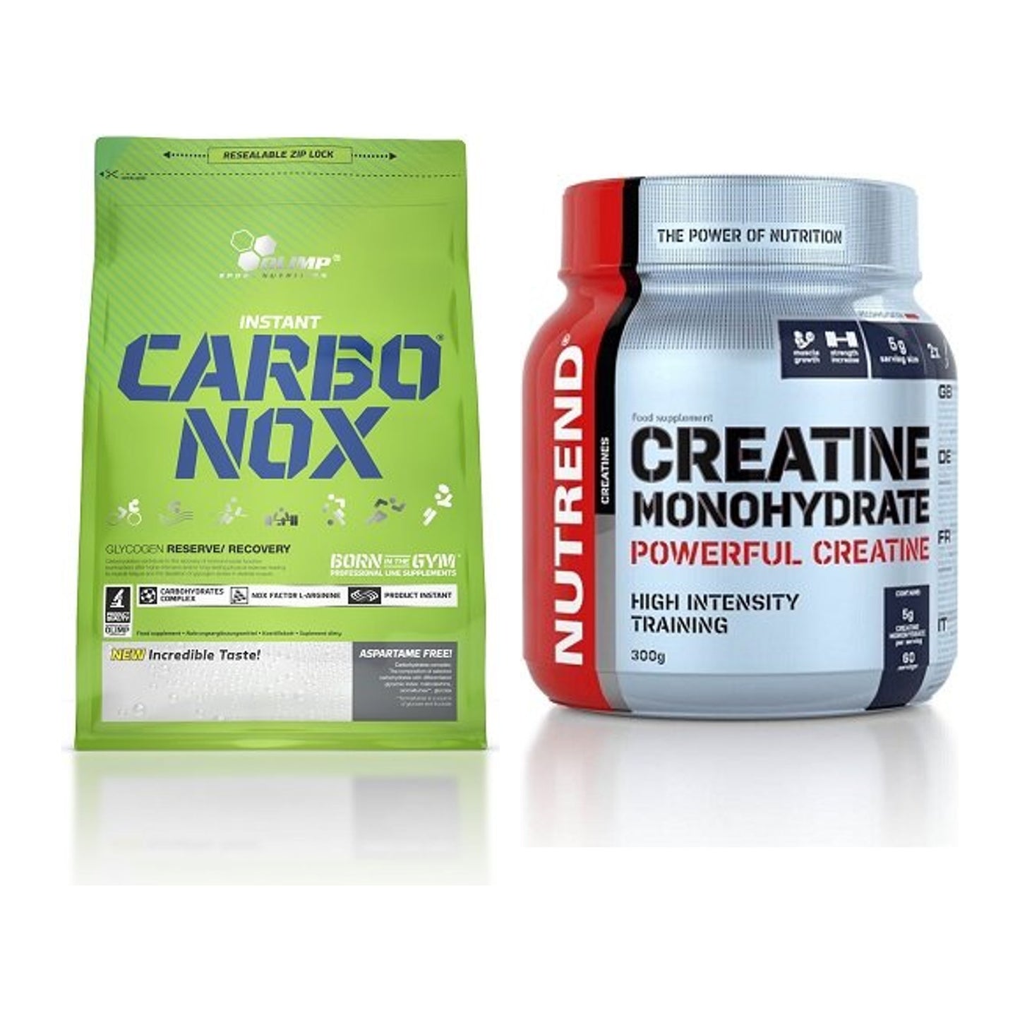 Masseaufbau-Set: Olimp Carbo Nox 1kg + Nutrend Creatine – alle enthaltenen Artikel
