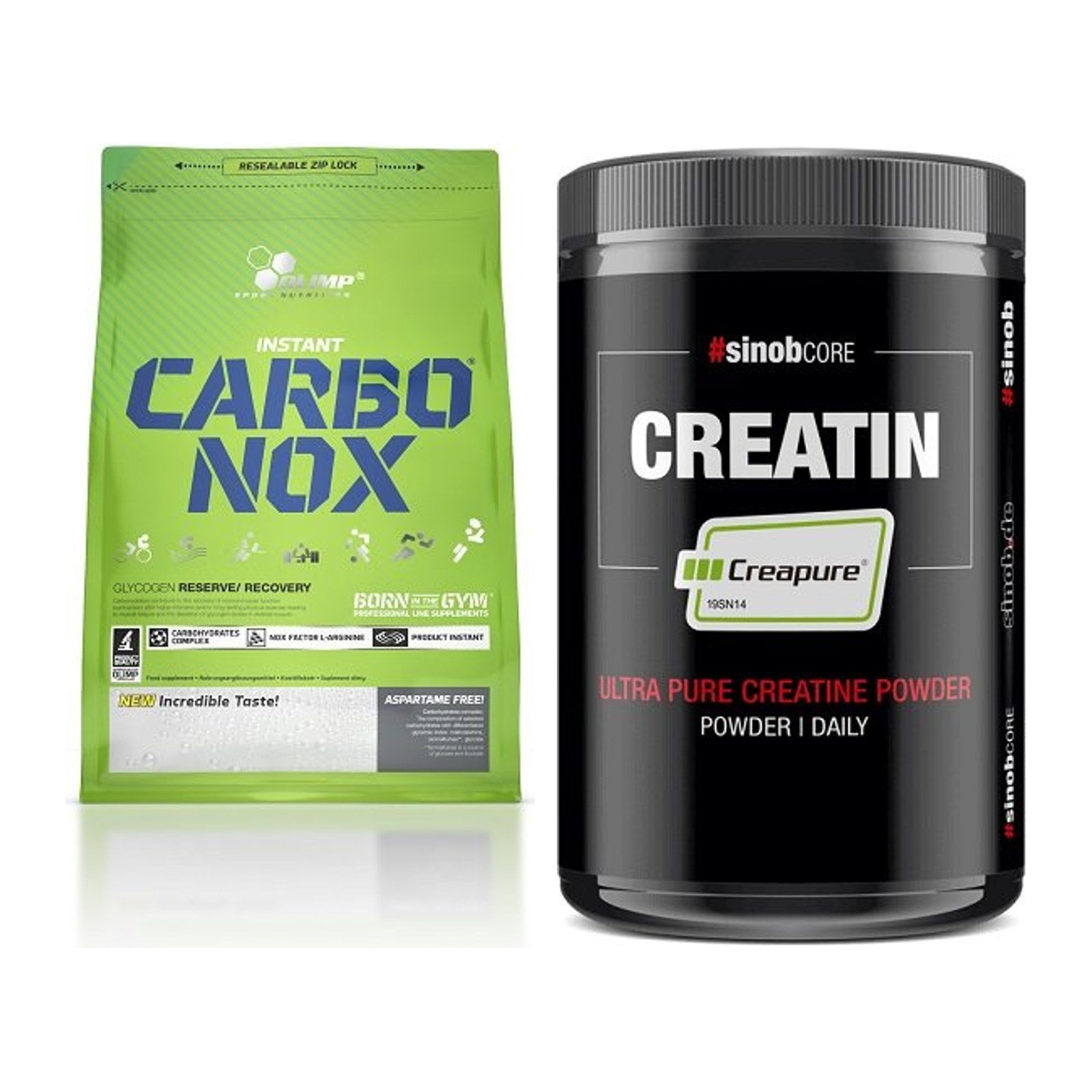 Masseaufbau-Set: Olimp Carbo Nox 1kg Pulver + Sinob Creatin CREAPURE – alle enthaltenen Artikel