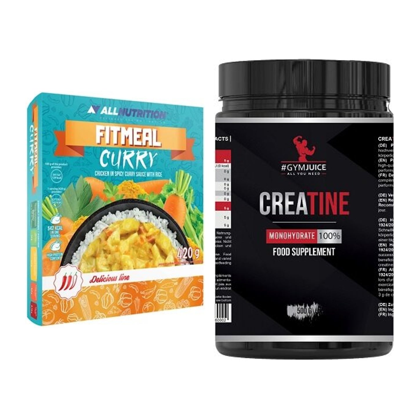 Masseaufbau-Set: Allnutrition Fitmeal + #GYMJUICE Creatine Monohydrate – alle enthaltenen Artikel