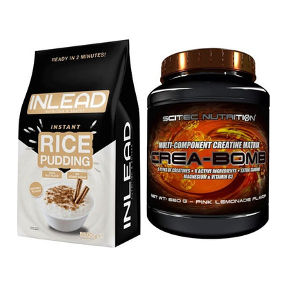 Masseaufbau-Set: INLEAD Instant Rice Pudding + Scitec Crea-Bomb – alle enthaltenen Artikel