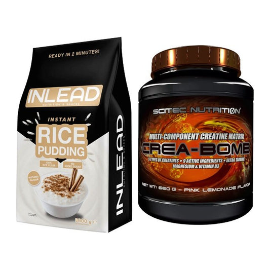 Masseaufbau-Set: INLEAD Instant Rice Pudding + Scitec Crea-Bomb – alle enthaltenen Artikel