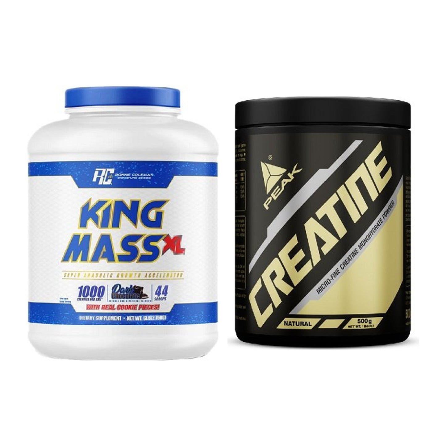 Masseaufbau-Set: Ronie Coleman RCSS King Mass XL + Peak Creatin Powder – alle enthaltenen Artikel