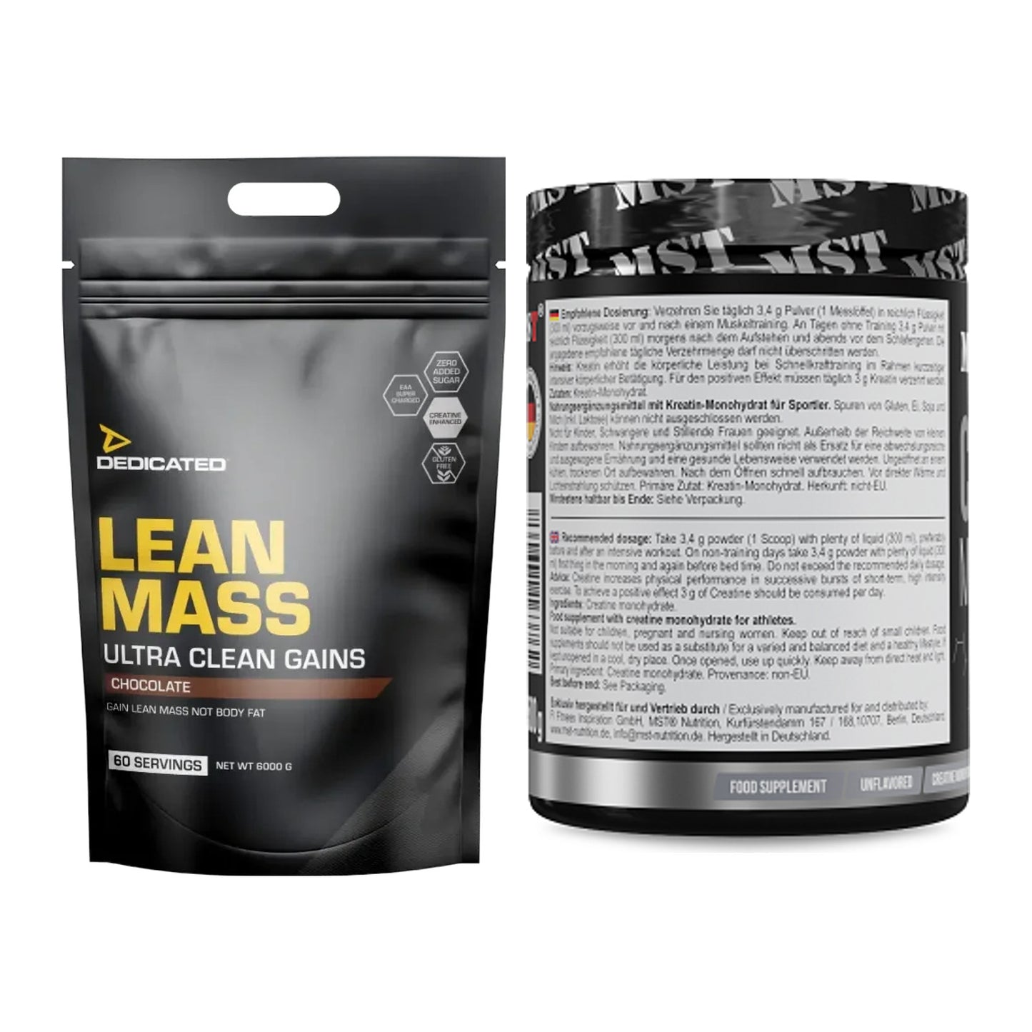 Masseaufbau-Set: Dedicated Lean Mass Gainer + MST Creatin Monohydrate – alle enthaltenen Artikel