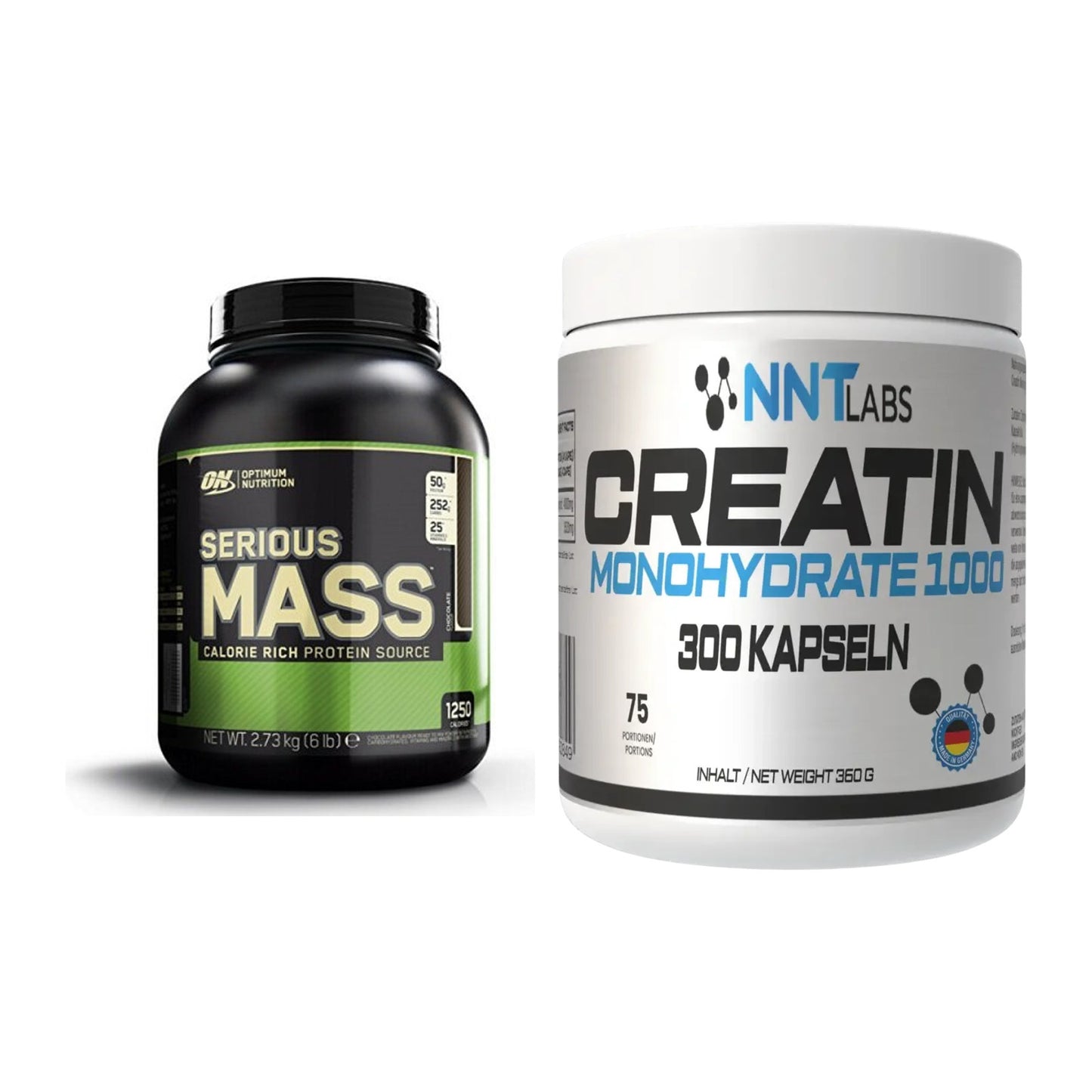 Masseaufbau-Set: Optimum Nutrition Serious Mass + NNT Creatin 1000 mg – alle enthaltenen Artikel