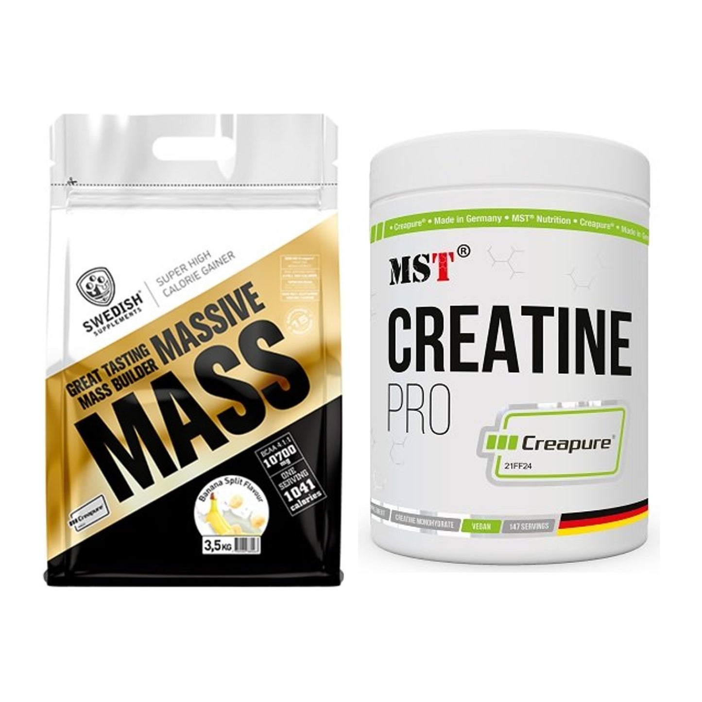 Masseaufbau-Set: Swedish Supplements + MST Creatin Pro CREAPURE – alle enthaltenen Artikel