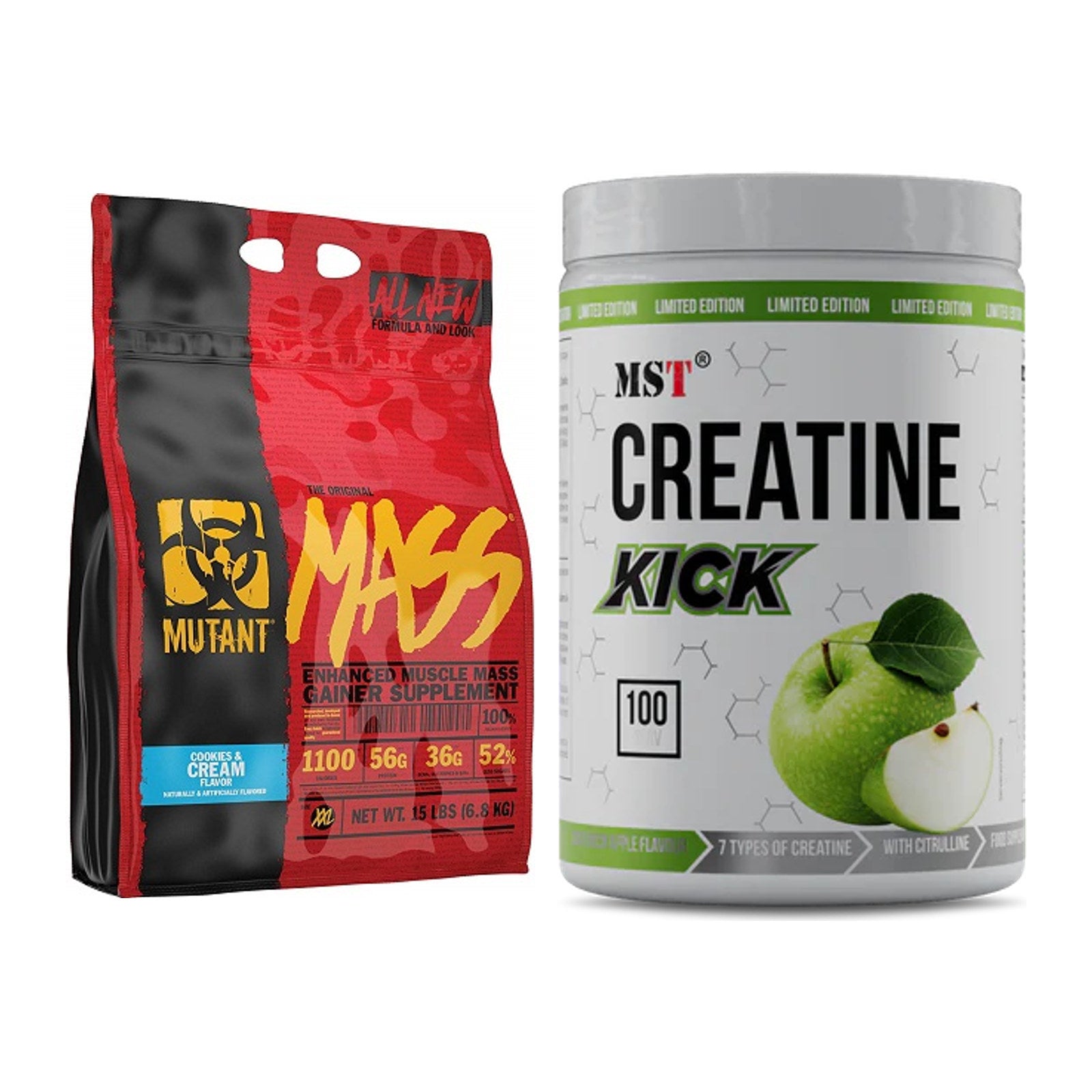 Masseaufbau-Set: Mutant Mass + MST Creatine Kick – alle enthaltenen Artikel