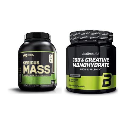 Masseaufbau-Set: Optimum Nutrition Serious + BioTech Creatine – alle enthaltenen Artikel