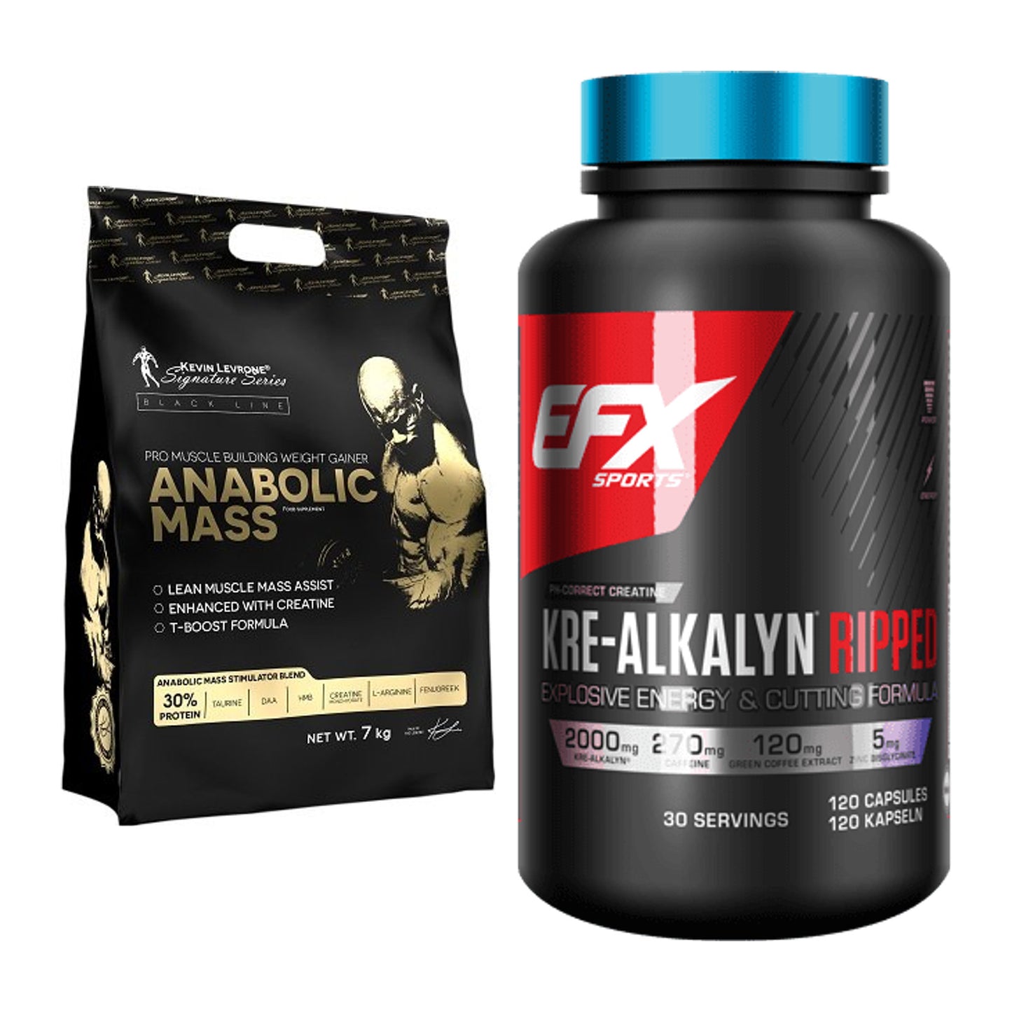 Masseaufbau-Set: Kevin Levrone Anabolic + EFX Kre-Alkalyn Ripped – alle enthaltenen Artikel