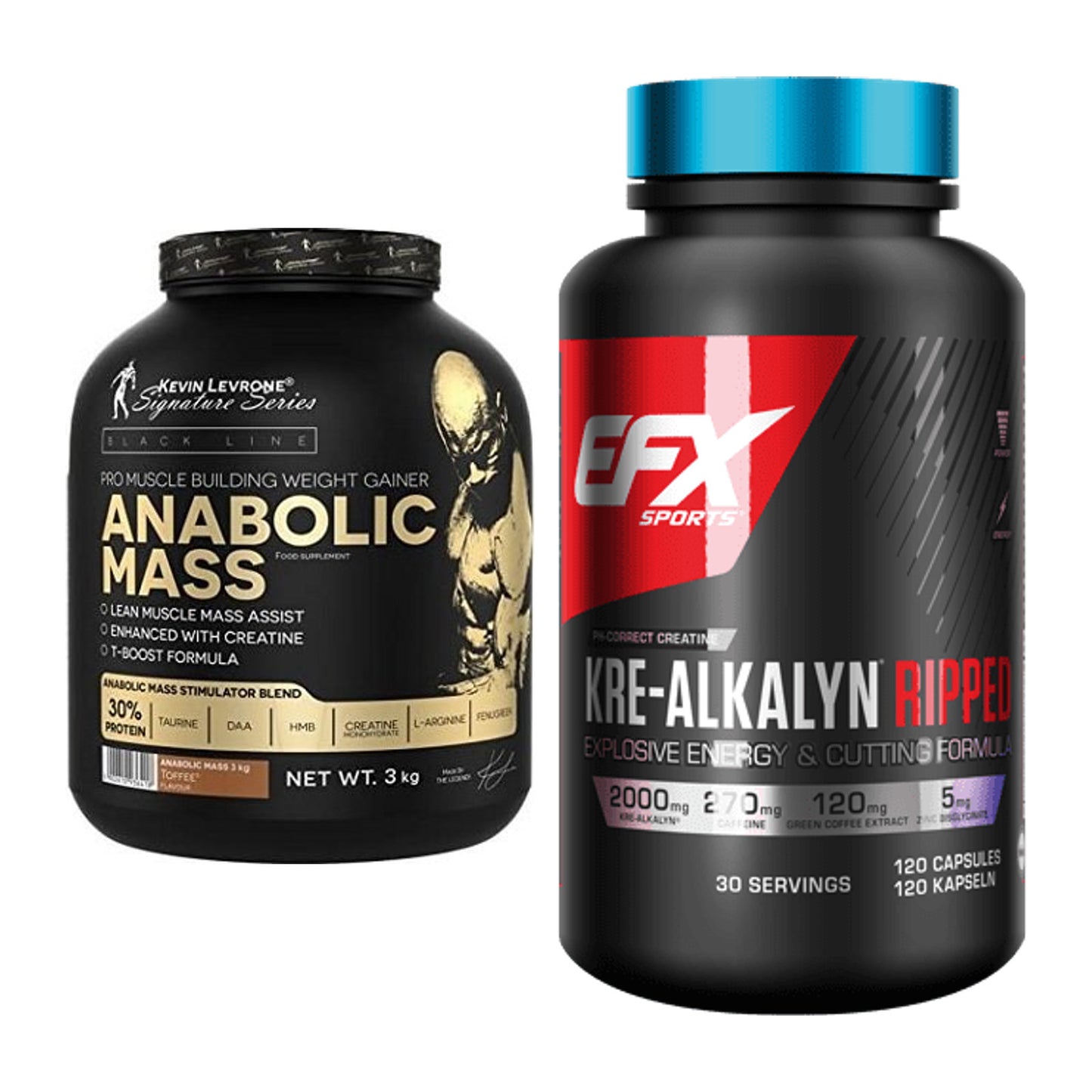 Masseaufbau-Set: Kevin Levrone Anabolic + EFX Kre-Alkalyn Ripped – alle enthaltenen Artikel