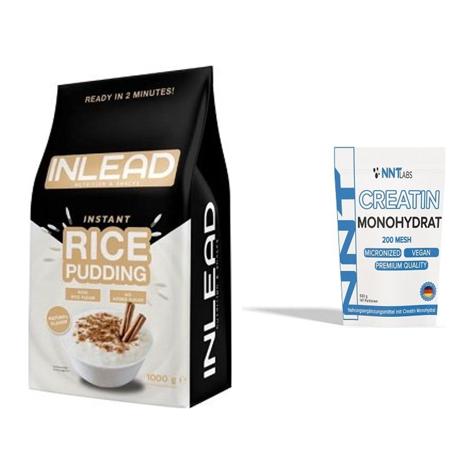 Masseaufbau-Set: INLEAD Instant Rice Pudding + NNT Creatin Monohydrat – alle enthaltenen Artikel