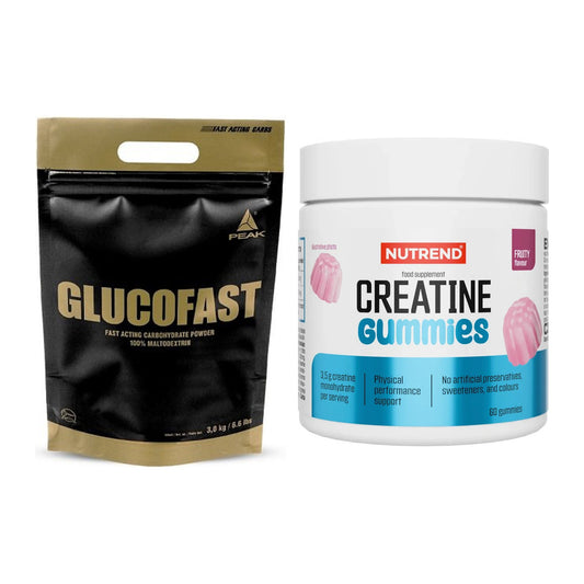 Masseaufbau-Set: Peak Glucofast + Nutrend Creatine Gummies Fruity – alle enthaltenen Artikel