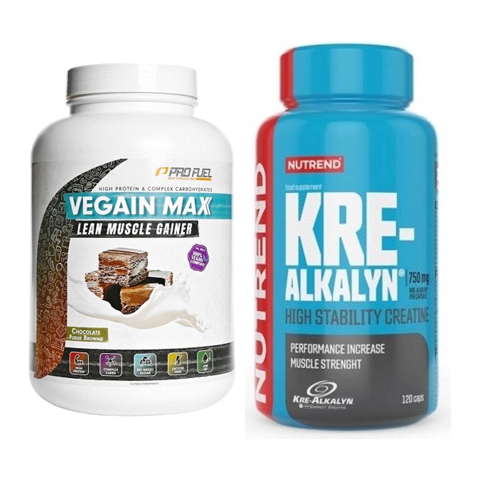 Masseaufbau-Set: ProFuel VEGAIN MAX Gainer + Nutrend Kre-Alkalyn – alle enthaltenen Artikel