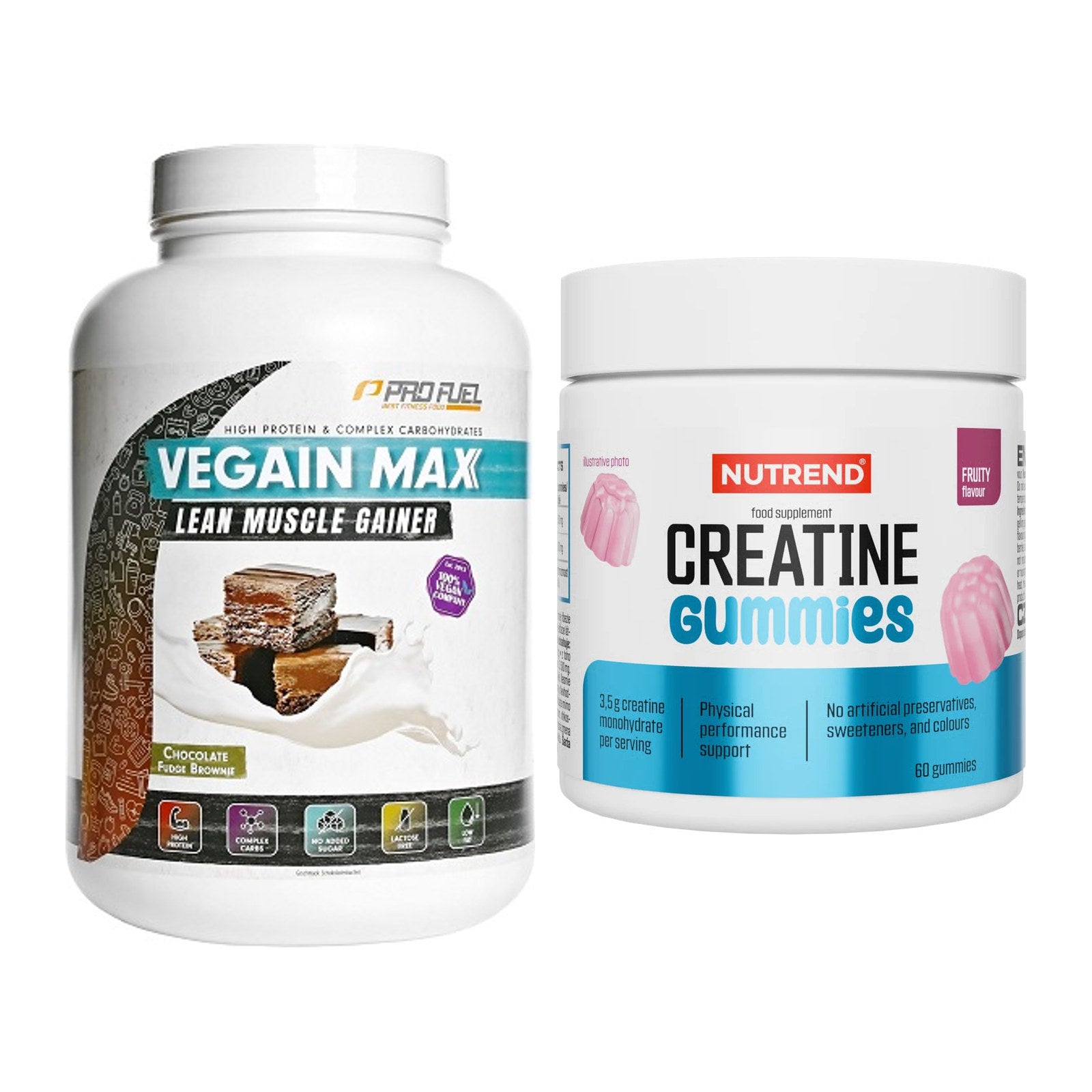 Masseaufbau-Set: ProFuel VEGAIN MAX Gainer + Nutrend Creatine Gummies – alle enthaltenen Artikel