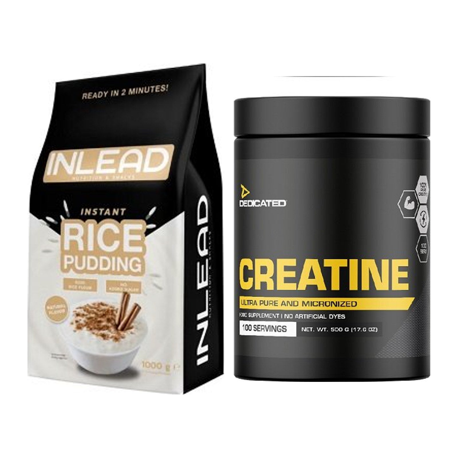 Masseaufbau-Set: INLEAD Instant Rice Pudding + Dedicated Creatine – alle enthaltenen Artikel