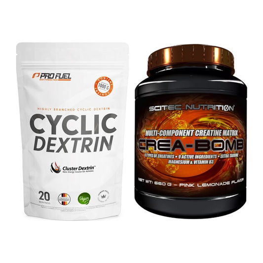 Masseaufbau-Set: ProFuel Cyclic Dextrin Cluster + Scitec Crea-Bomb – alle enthaltenen Artikel