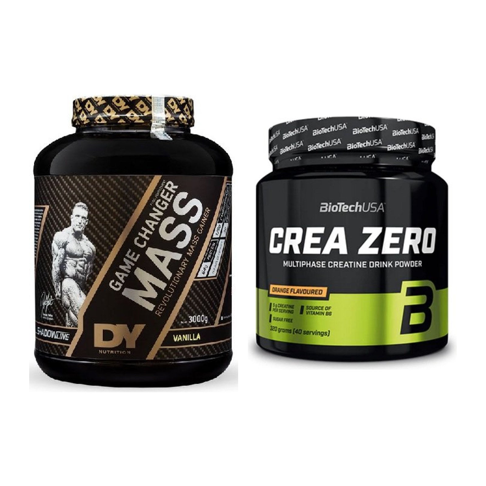 Masseaufbau-Set: DY Nutrition Game Changer Mass + BioTech Crea Zero – alle enthaltenen Artikel