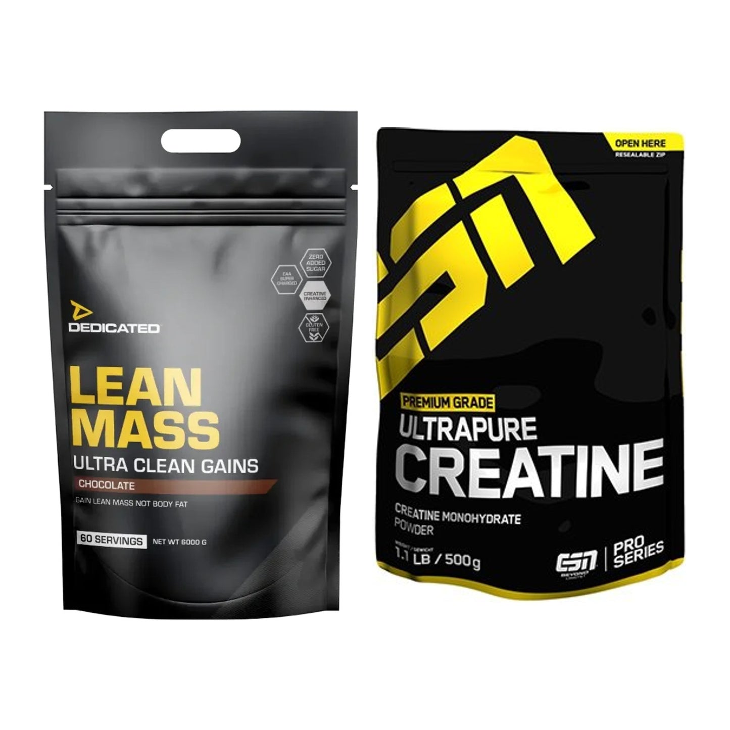 Masseaufbau-Set: Dedicated Lean Mass + ESN Ultrapure Creatine – alle enthaltenen Artikel