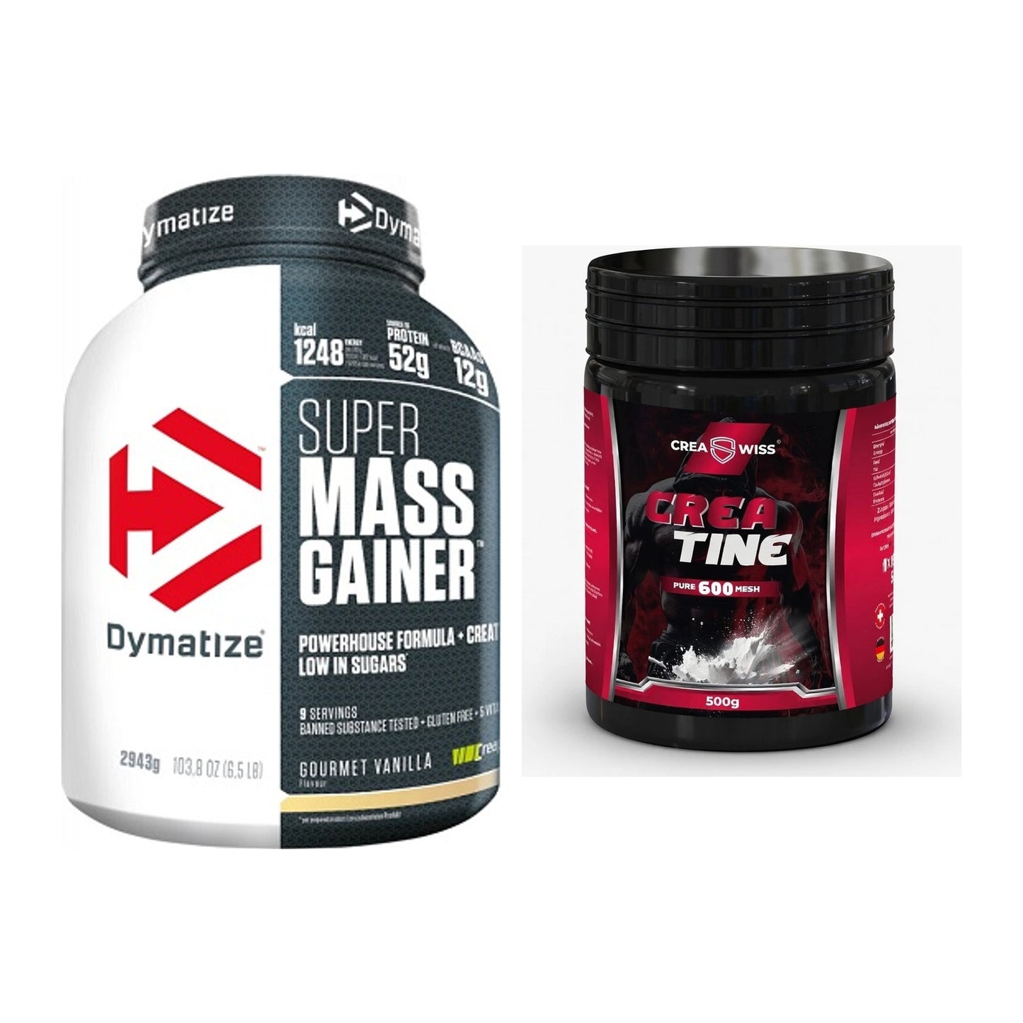Masseaufbau-Set: Dymatize Super Mass + CREASWISS Creatine 600 – alle enthaltenen Artikel