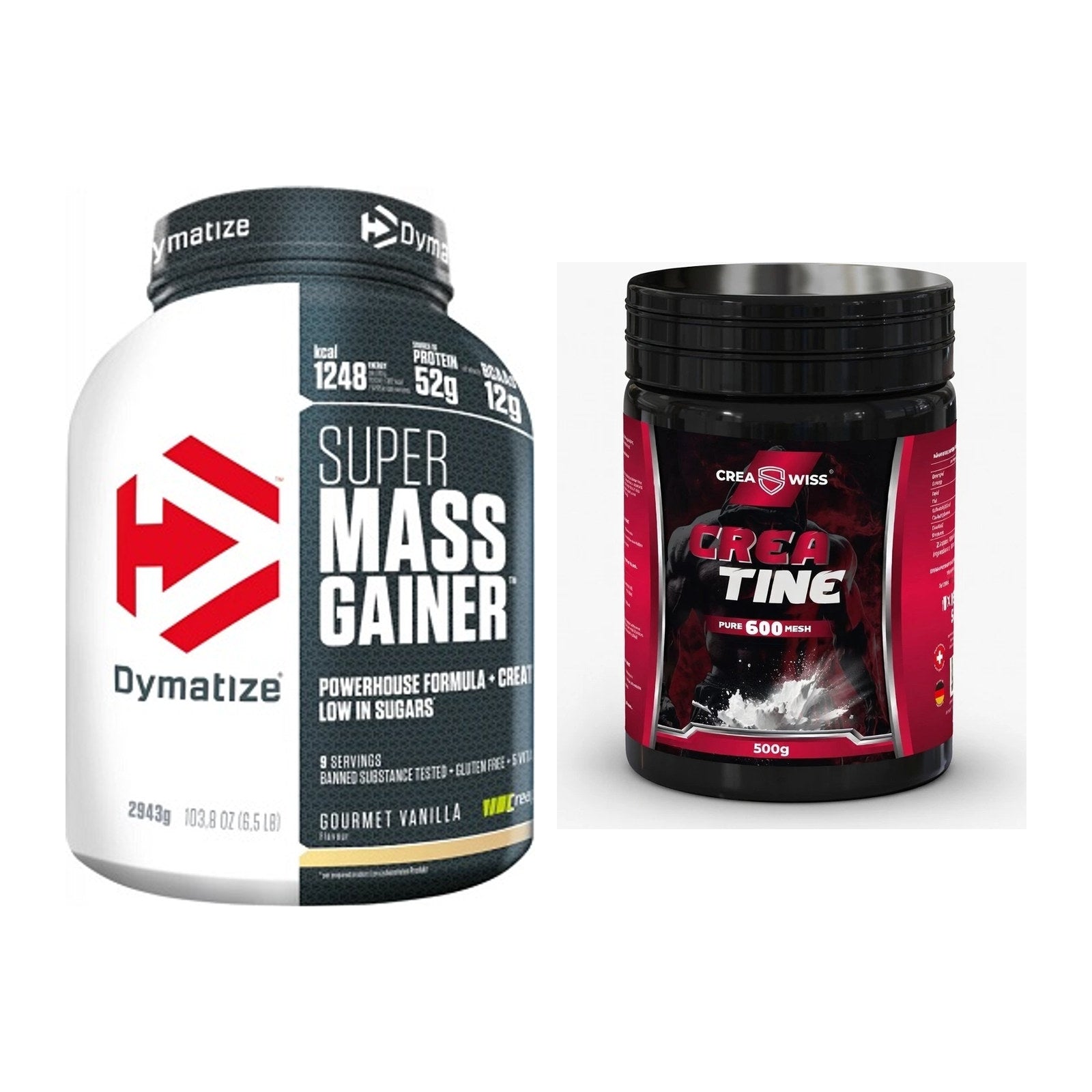 Masseaufbau-Set: Dymatize Super Mass + CREASWISS Creatine 600 – alle enthaltenen Artikel