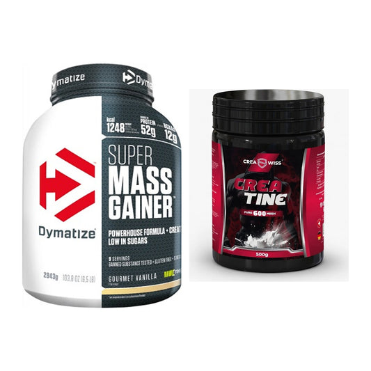 Masseaufbau-Set: Dymatize Super Mass + CREASWISS Creatine 600 – alle enthaltenen Artikel
