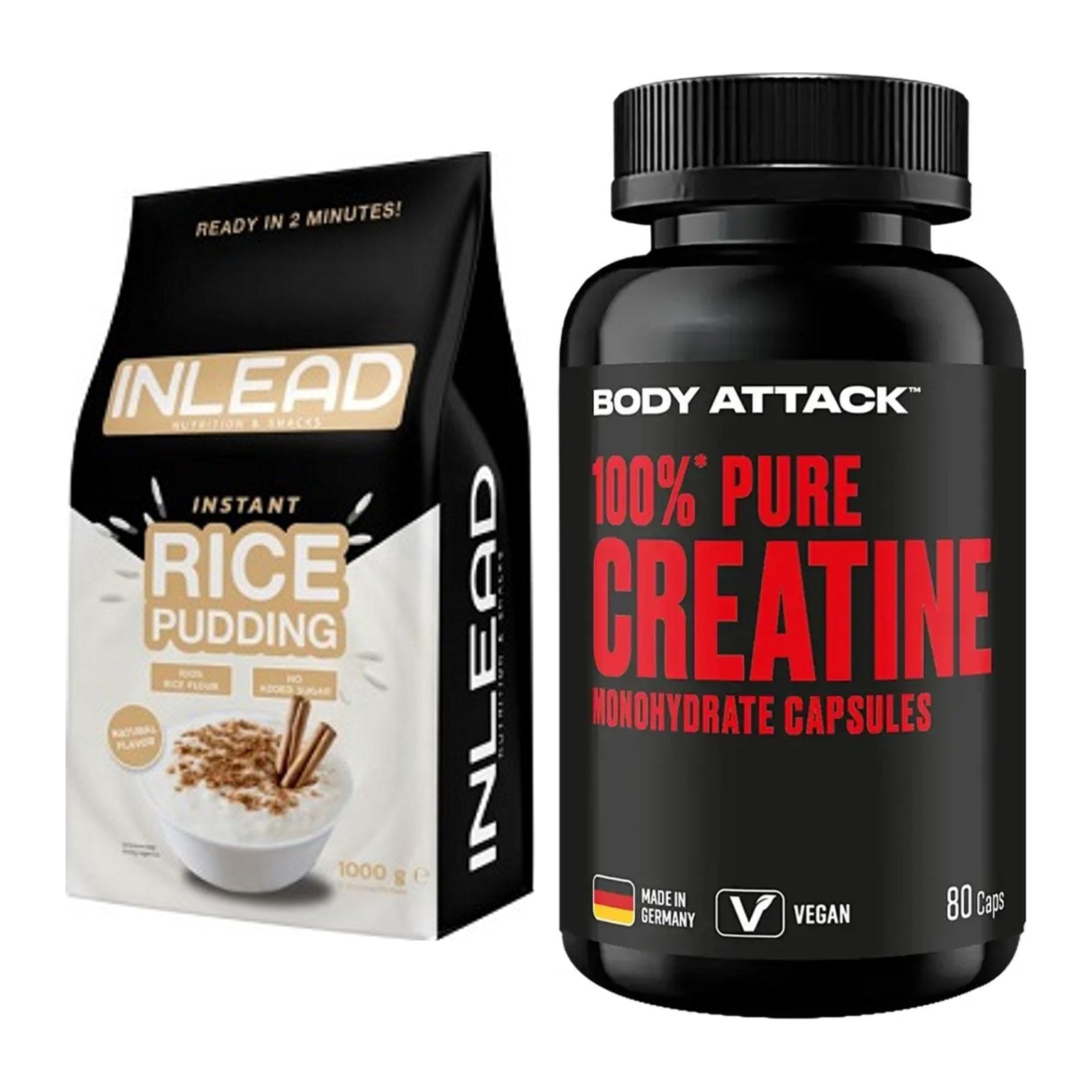 Masseaufbau-Set: INLEAD Instant Rice + Body Attack 100% Pure – alle enthaltenen Artikel