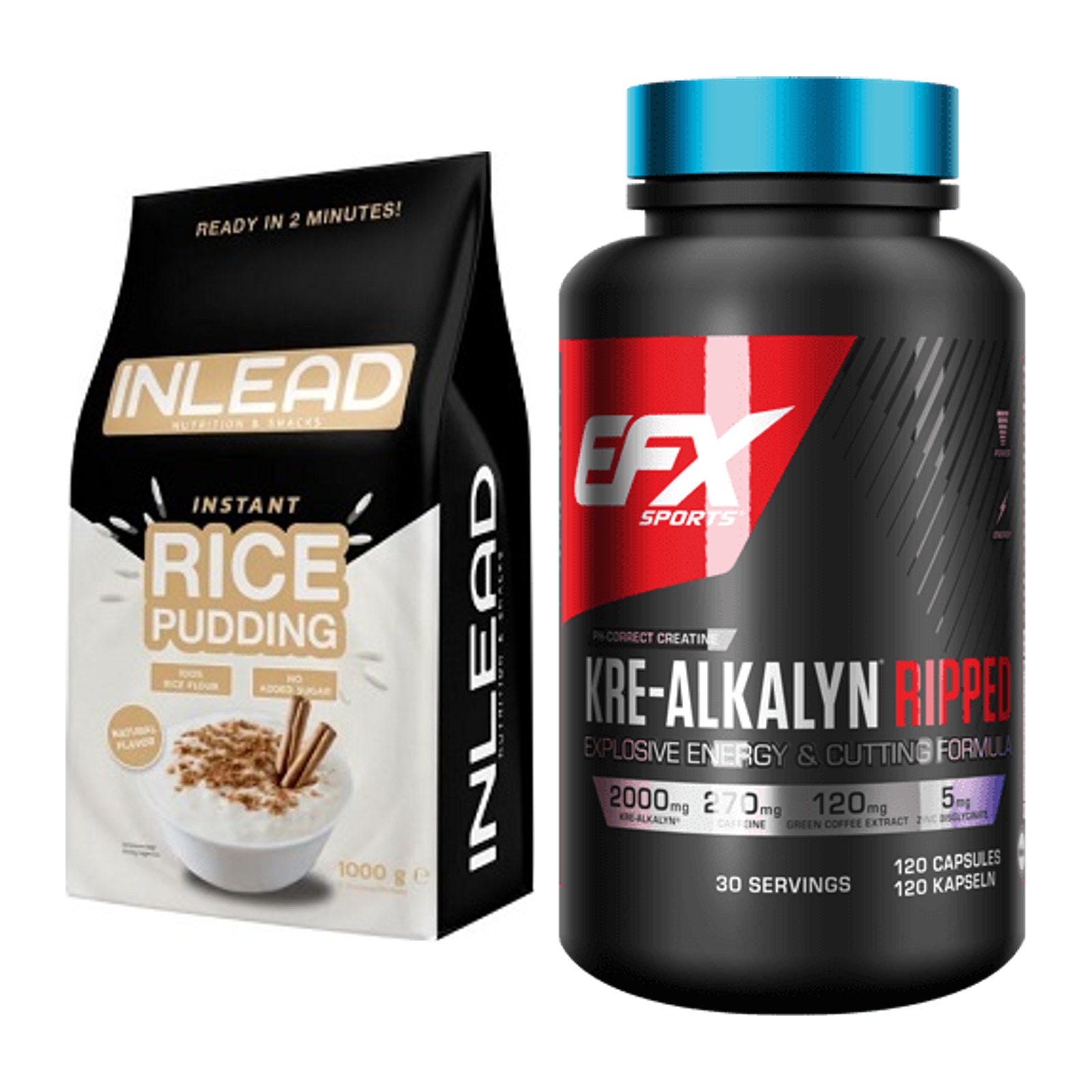 Masseaufbau-Set: INLEAD Instant Rice + EFX Kre-Alkalyn Ripped – alle enthaltenen Artikel
