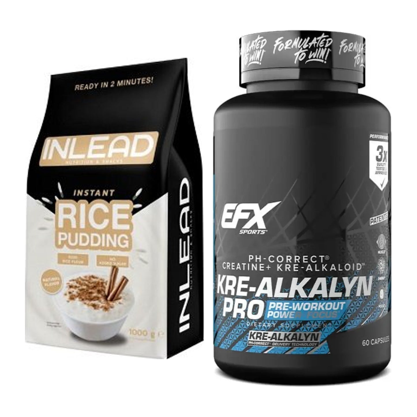 Masseaufbau-Set: INLEAD Instant Rice Pudding + EFX Kre-Alkalyn PRO – alle enthaltenen Artikel