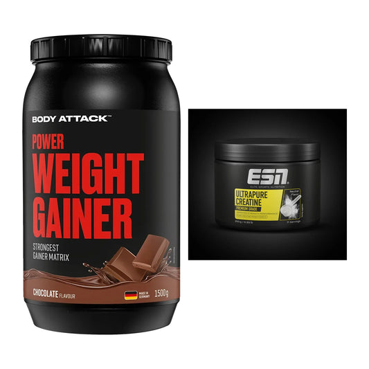 Masseaufbau-Set: Body Attack Power Weight + ESN Ultrapure Creatine – alle enthaltenen Artikel
