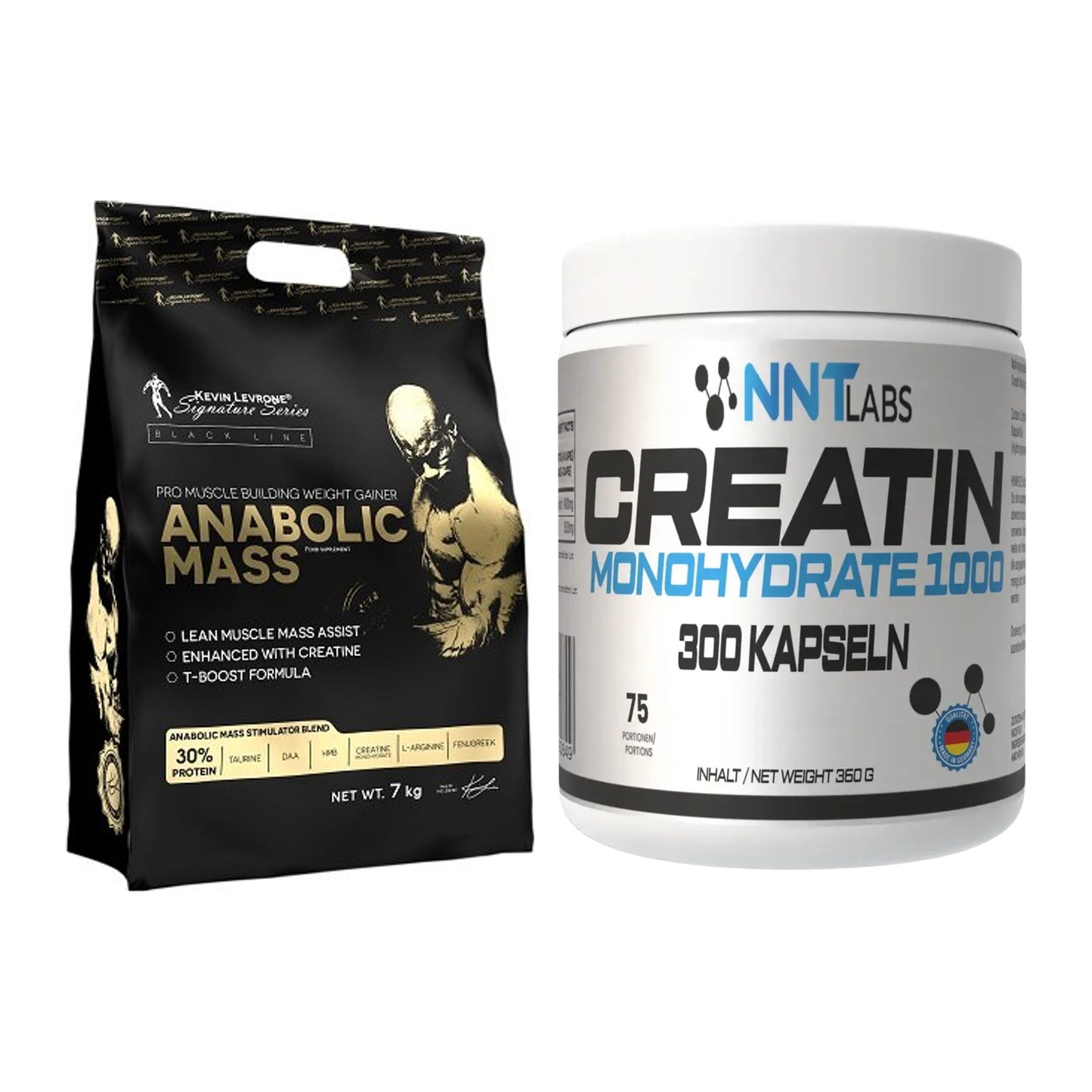 Masseaufbau-Set: Kevin Levrone Anabolic Mass + NNT Creatin 1000 mg – alle enthaltenen Artikel