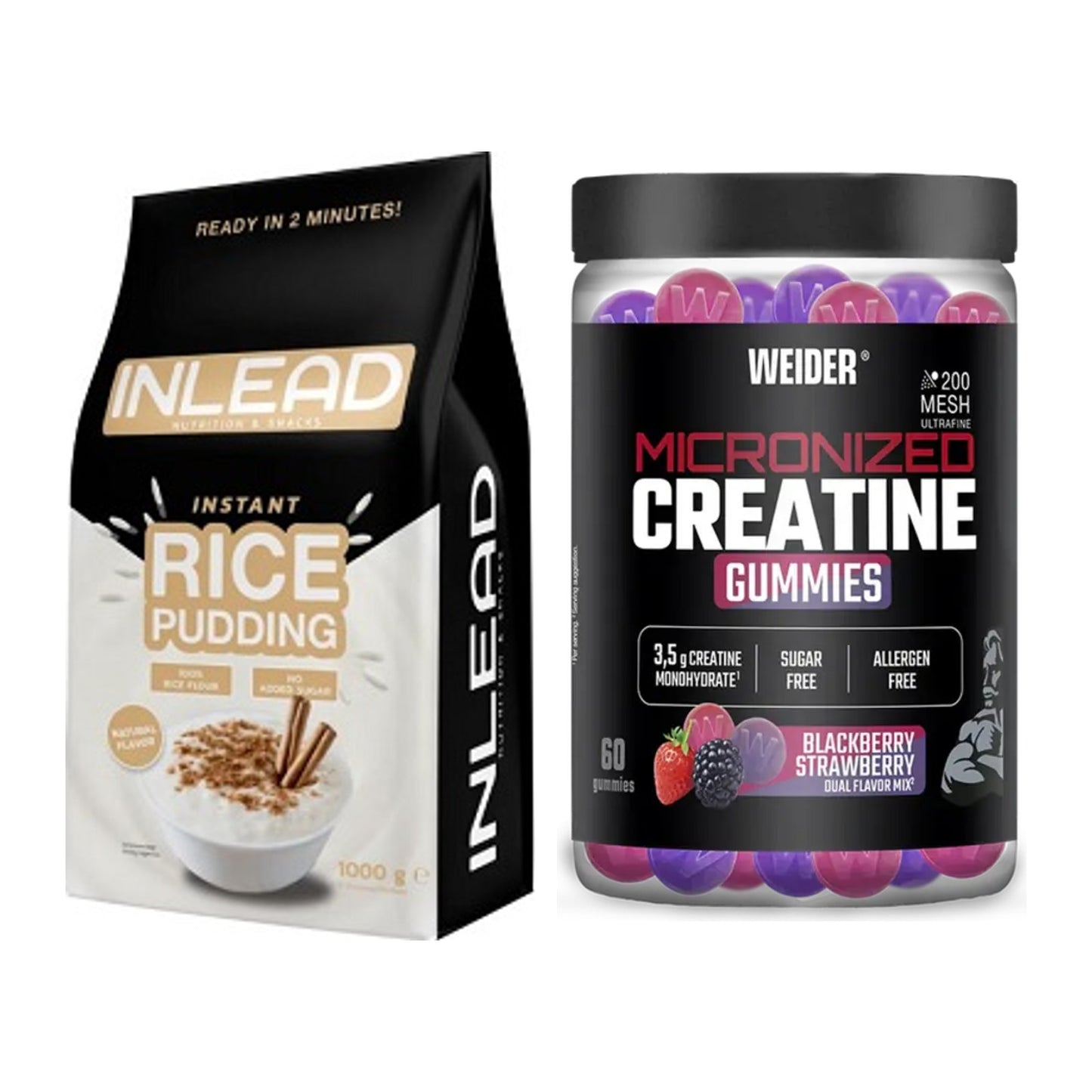 Masseaufbau-Set: INLEAD Instant Rice + Weider Micronized – alle enthaltenen Artikel