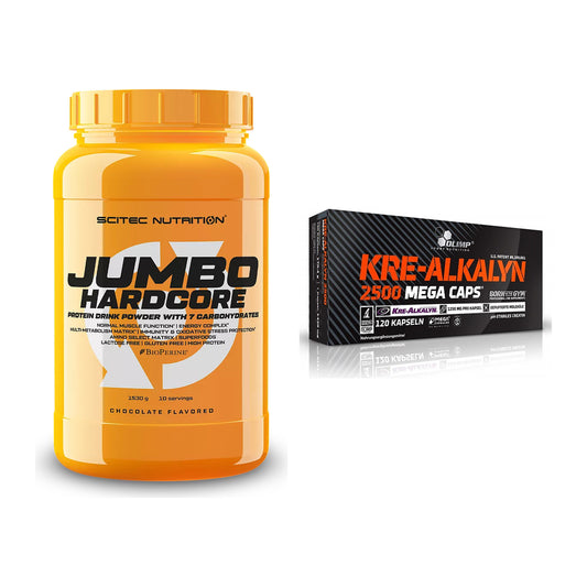 Masseaufbau-Set: Scitec Jumbo Hardcore1530g + Olimp Kre Alkalyn 2500 – alle enthaltenen Artikel
