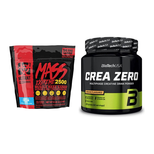 Masseaufbau-Set: Mutant Mass XXXTREME 2500 + BioTech Crea Zero – alle enthaltenen Artikel