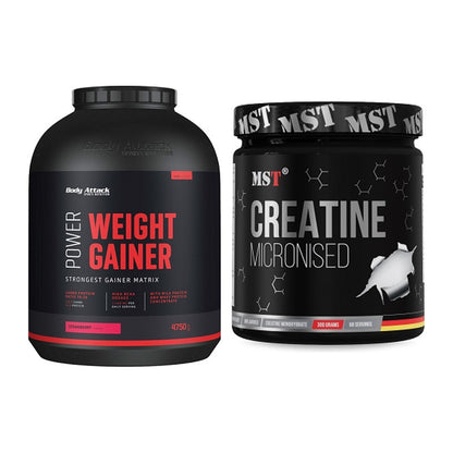 Masseaufbau-Set: Body Attack Power Weight + MST Creatin Monohydrate – alle enthaltenen Artikel