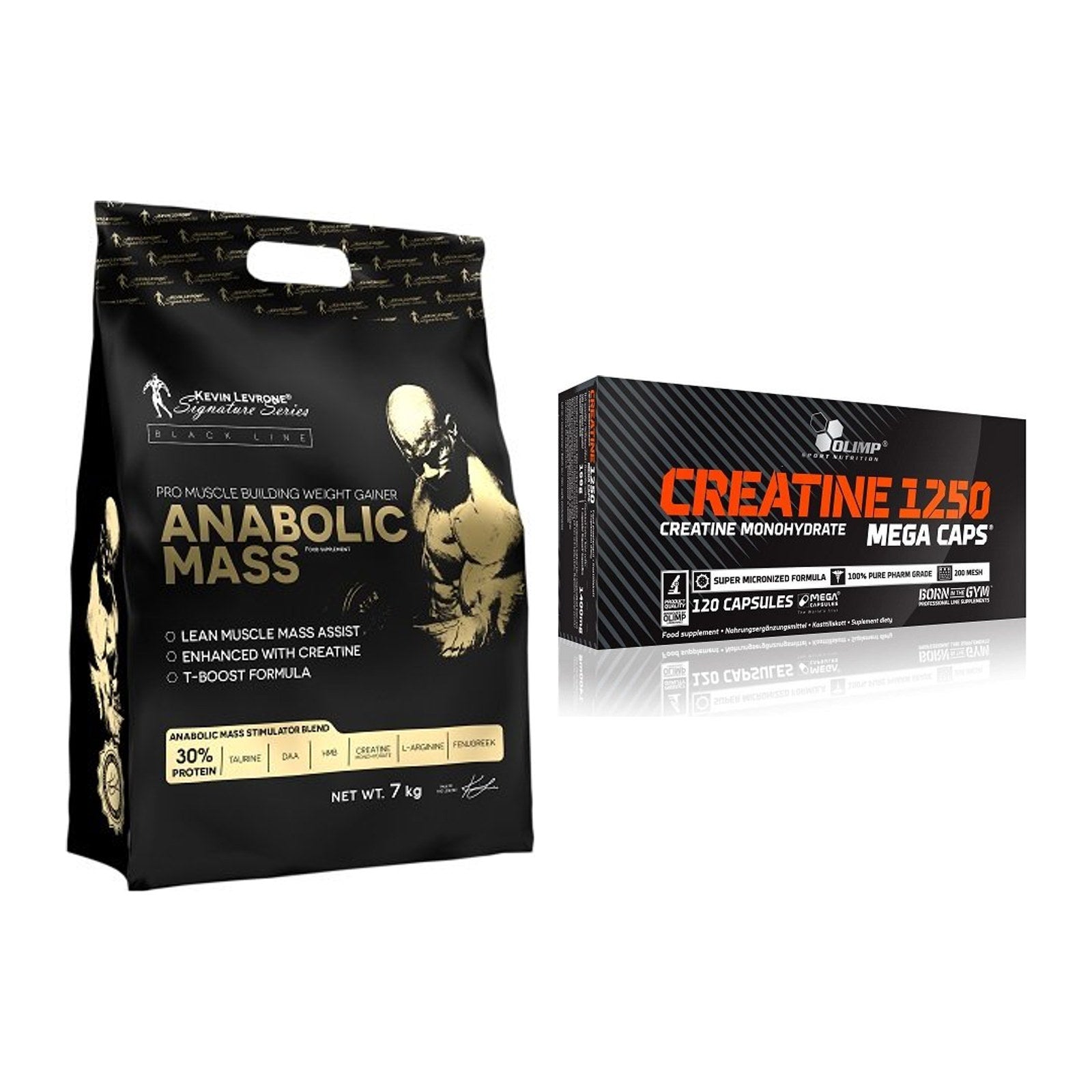 Masseaufbau-Set: Kevin Levrone Anabolic + Olimp Creatine Mega Caps – alle enthaltenen Artikel
