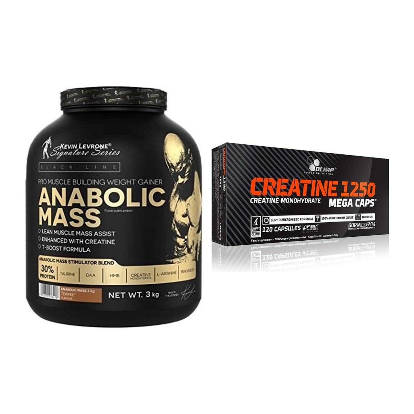 Masseaufbau-Set: Kevin Levrone Anabolic + Olimp Creatine Mega Caps – alle enthaltenen Artikel
