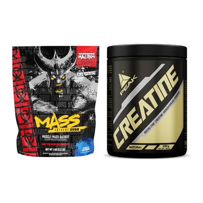 Masseaufbau-Set: Mutant Mass EXTREME 2500 + Peak Creatin Powder – alle enthaltenen Artikel