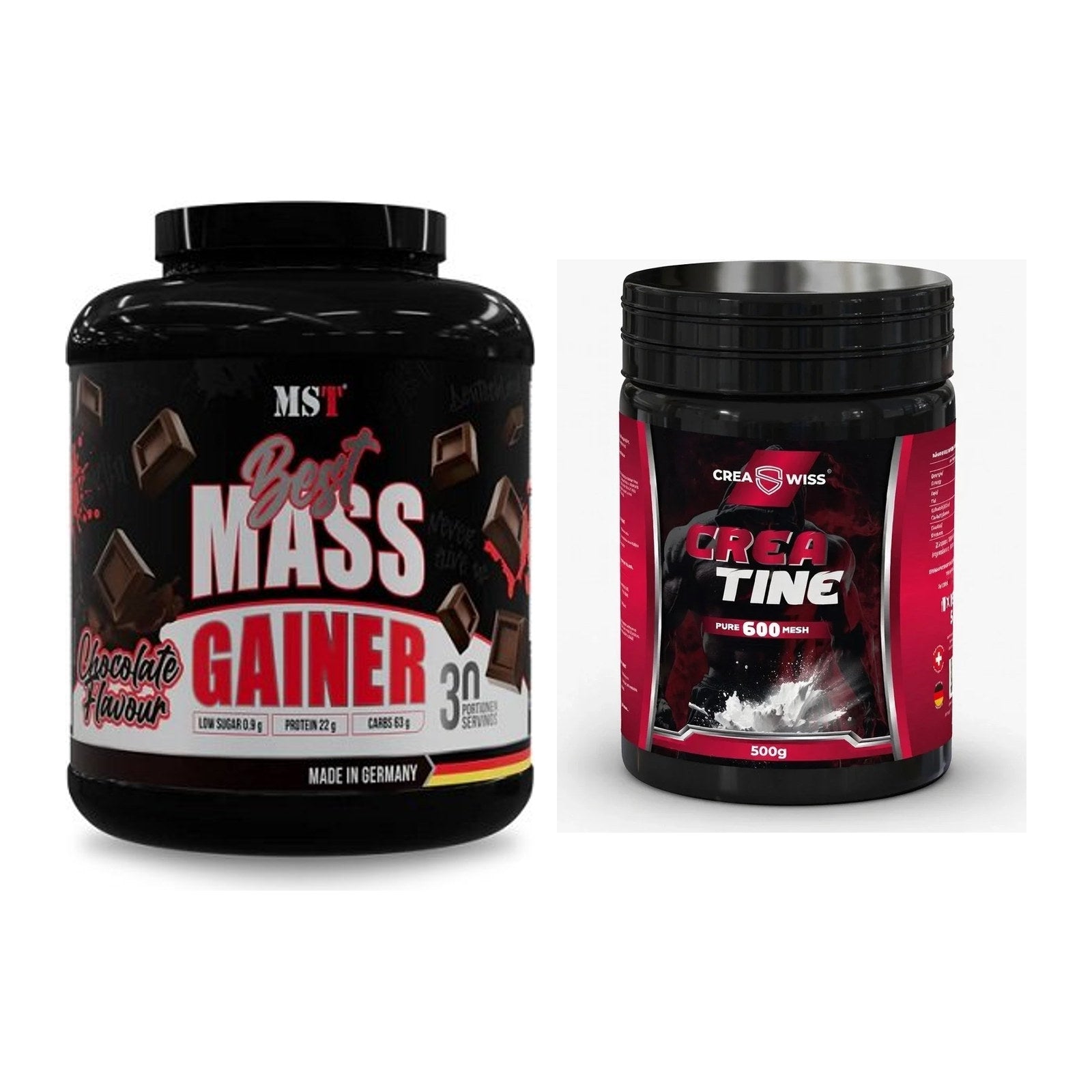 Masseaufbau-Set: MST Best Mass Gainer + CREASWISS Creatine 600 Mesh – alle enthaltenen Artikel